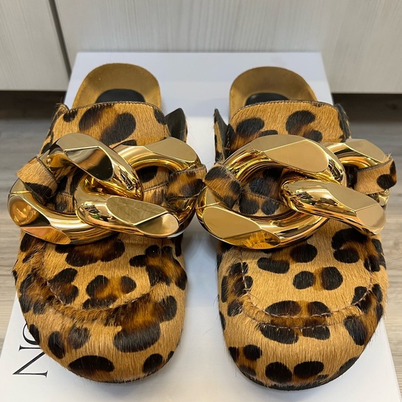 JW ANDERSON | Shoes | Jw Anderson Leopard Print Calf Hair Gold Chain Mule  Clogs Sz 39 859 | Poshmark